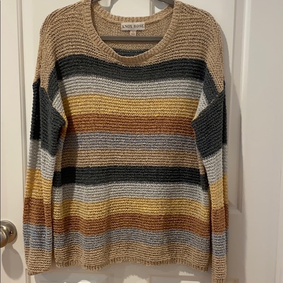 Knox Rose Striped Lightweight Sweater Sz Large